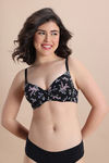 Zivame Padded Regular Wired Medium Coverage Tshirt Bra - Black Floral — thumbnail 2